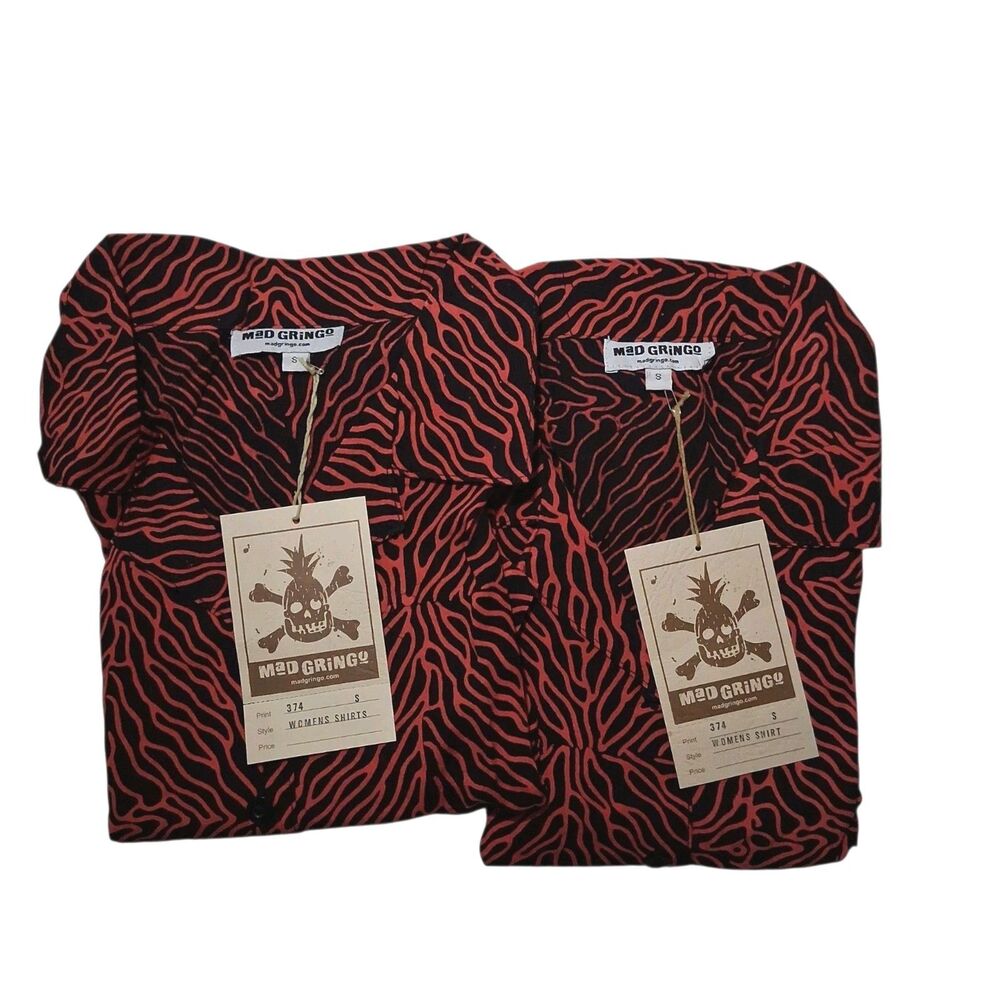 Mad Gringo Women's Lot Of 2 Small Hawaiian Shirts NEW WITH TAGS Button Up